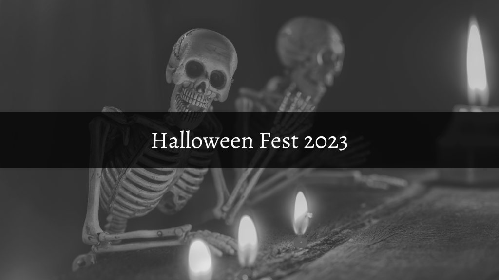 Blog header: Halloween fest
Image two skeletons and some candles