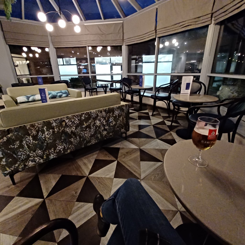 Relaxing in the restaurant by myself with a cheeky beer